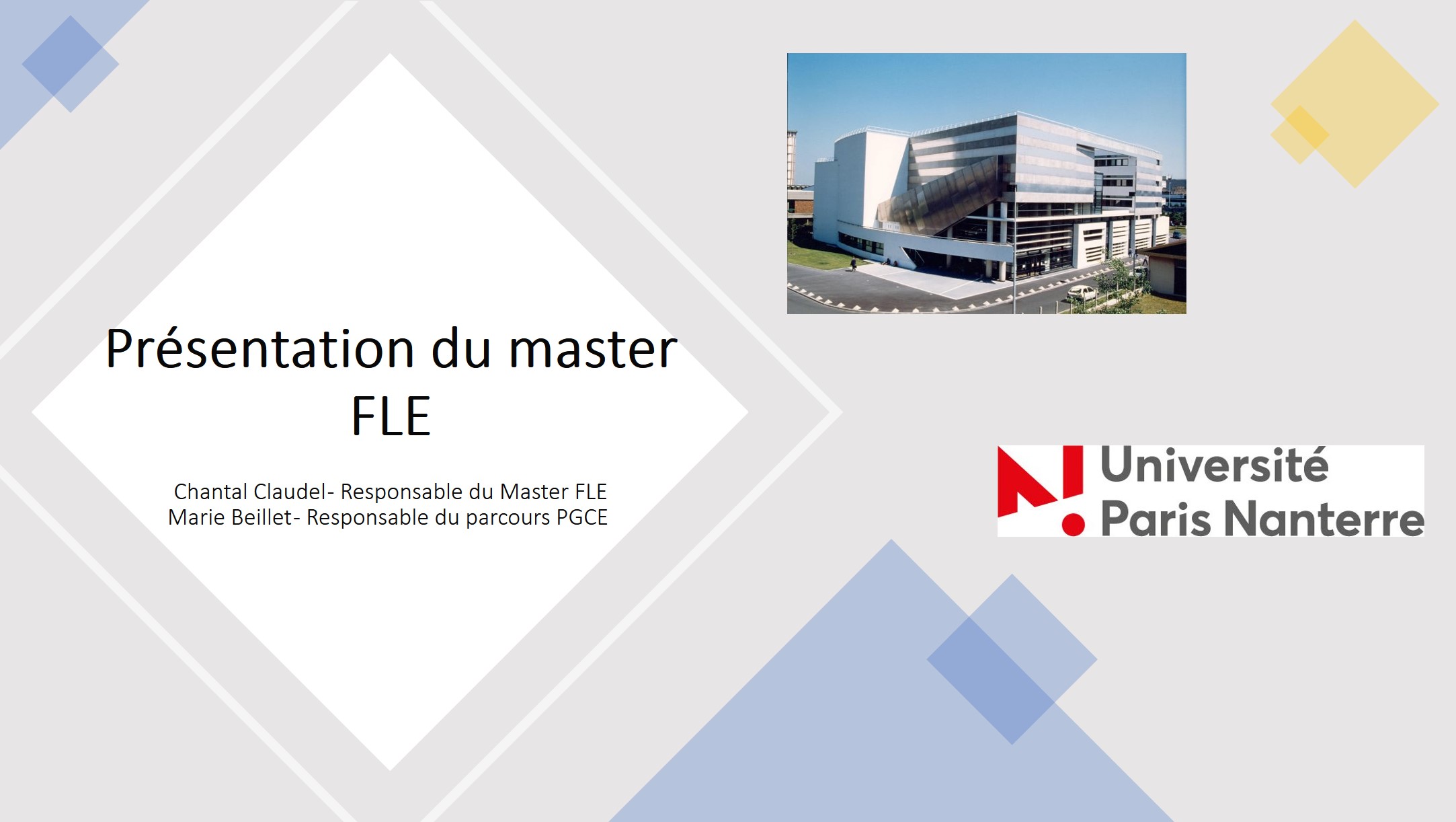 Master Français Langue Etrangère (FLE)  Accueil  Master FLE